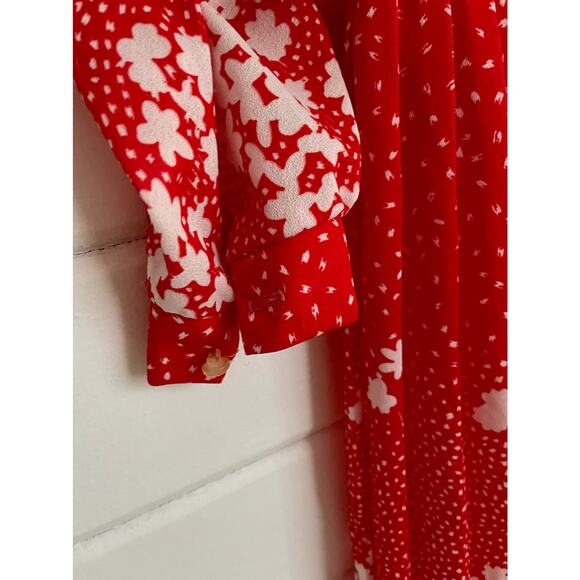 Just Ducky 80s Red and White Floral Dress Size 12P - Picture 7 of 10